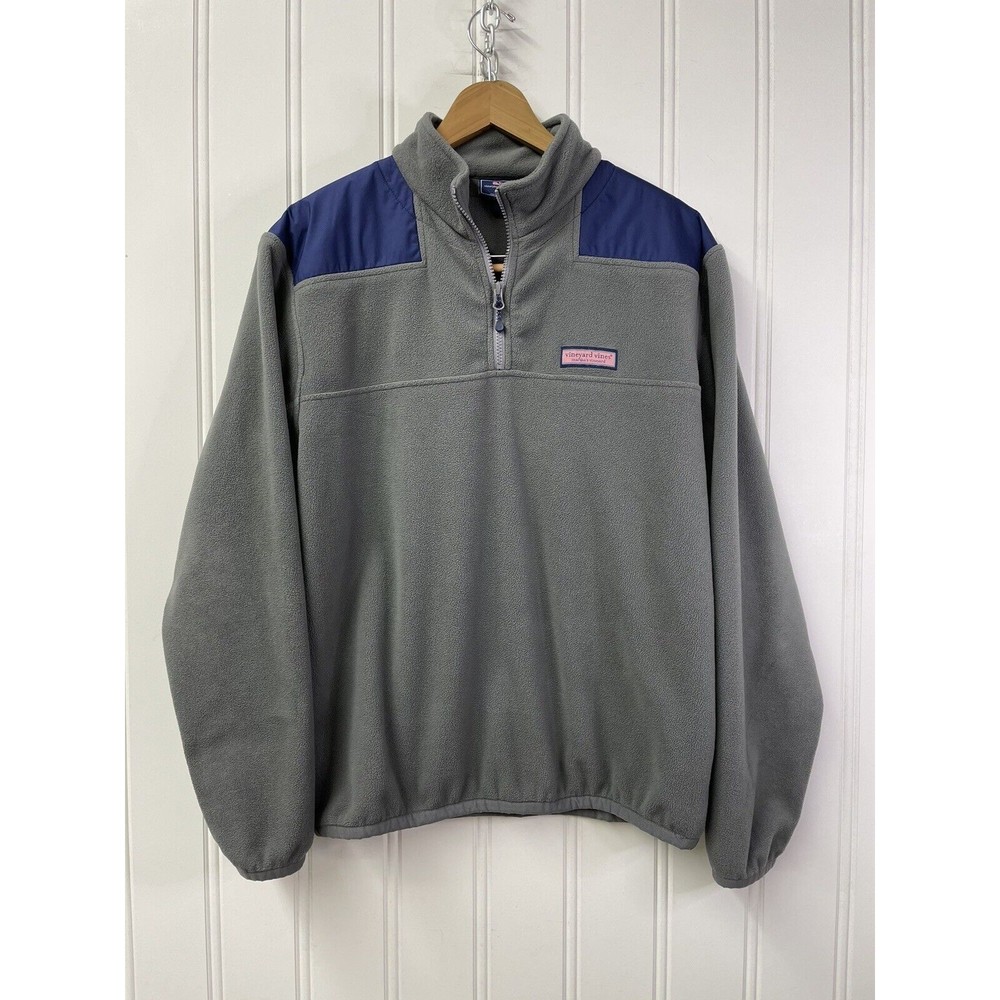 Vineyard Vines Mens Blue 1/4 Zip Fleece Pullover Size Medium ‎ w Rip Stock Yoke